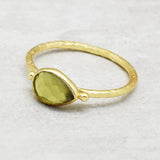 Brass 22k Gold Plated Green Tourmaline Statement Rings