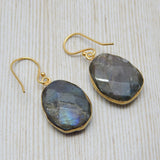 Natural Stylish Labradorite Silver Dangle Earrings