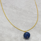 Brass Gold Plated Sodalite Gemstone Pendant Necklaces