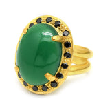 Oval Shape Green and Black Onyx Gemstone Rings