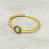 925 Sterling Silver Gold Plated Green Chalcedony Gemstone Statement Rings