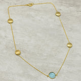 Brass Gold Plated Blue Glass Gemstone With Metal Finding Necklaces