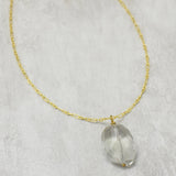 Brass 22k Gold Plated Smoky, Crystal Gemstone Necklaces, Wholesale jewelry