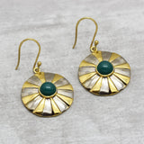 Gold Silver Plated Green Onyx Amethyst  Dangle Earrings