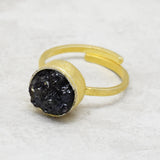 22k  Black Druzy Adjustable Rings, Wholesale Jewelry