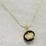 Black Crown With Yellow Thread Pendant