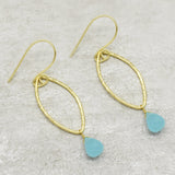 Aqua Chalcedony Dangle Earrings