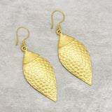 Leaf Shape Dangle Earrings Fish Design Texture Earrings