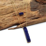 Brass Gold Plated Blue Druzy Gemstone Pendant Necklaces