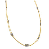 Brass 22k Gold Plated Labradorite Beaded Long Chain Necklaces