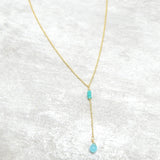 Brass 22k Gold Plated Aqua Chalcedony Beaded Necklaces, Wholesale jewelry