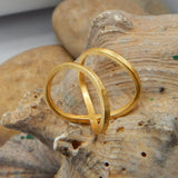 Brass 22k Gold Plated Hammered Criss Cross X Band Ring, Stackable rings