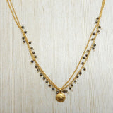 Brass Gold Plated Pyrite Beads Gemstone With Charms Necklaces