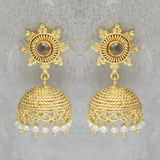 Indian Jhumki Jhumka Earrings White CZ and Pearls