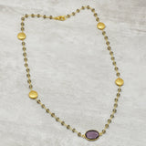 Brass Silver Plated Amethyst, Smoky Gemstone With Round Metal Finding Necklaces