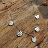 Brass Silver Oxidized Plated Hammered metal Disc Pendant Necklaces