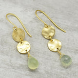 Double Disc with Prehnite  Drop Earrings