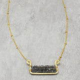 Brass Gold Plated Labradorite Gemstone With Ball Chain Necklaces