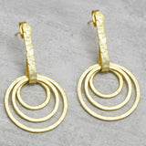 Gold Silver Plated Hammered Metal Stud Earrings