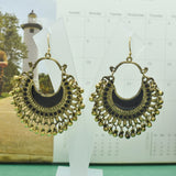 Gold Oxidized Plated Black Enamel Jhumki Dangle Earrings