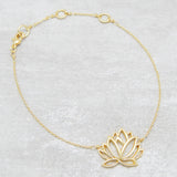 Brass Gold Plated Lotus Metal Chain Bracelets