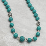 Brass Silver Plated Turquoise Gemstone Beads Necklaces