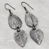 Black Rhodium Plated Leaf Shape Earrings