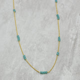 Chalcedony Gemstone Beaded with Long Chain Necklaces