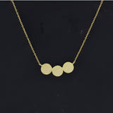 Solid 925 Silver 22k Gold Plated Hammered Round Disc Bar Necklaces