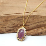 White, Black CZ with Pink Quartz Gemstone Necklaces, Brass Gold Plated Designer Necklaces, Wholesale jewelry