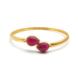 Brass Gold Plated Pink Quartz Gemstone Adjustable Bangles