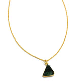 Brass Gold Plated Triangle Shaped Multi Color Druzy Stone Necklaces, Wholesale Jewelry