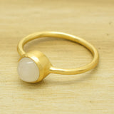 925 Silver Gold Plated Rainbow Moonstone Statement Rings