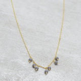 Brass Gold Plated Grey Chalcedony Beads Gemstone Chain Necklaces