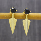 Gold Silver Plated Black Onyx  Stud Earrings