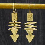 22k  Hammered Geometric Dangle Earrings