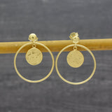 Stud Earrings 22k  Hammered Earrings Push Back Earrings Handmade Earrings Women Accessory Statement Earrings