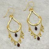 925 Silver  Garnet  Dangle Earrings