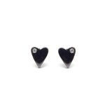 925 Sterling Silver Black Rhodium Plated White CZ  Stud Earrings