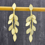 22k  Hammered Leaf Shape Dangle Earrings