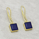 Square Lapis Lazuli Dangle Earrings