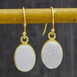 White Druzy  Dangle Earrings