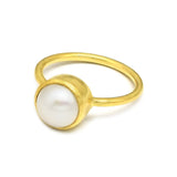 Handmade Gold Plated Sterling Silver Pearl Stone Ring