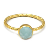 Solid 925 Sterling Silver Gold Plated Aqua Chalcedony Statement Rings, Wholesale jewelry