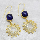 925 Silver  Blue Sapphire   Earrings