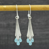 925 Sterling silver aqua chalcedony Fringe dangle Earrings