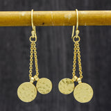 Hammered Round Disc Dangle Earrings