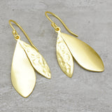 Hammered Metal Leaf Dangle Earrings