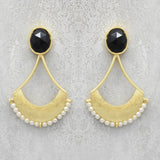 Black Onyx Pearl  Stud Earrings