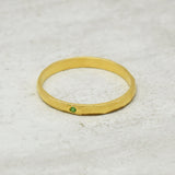 Solid 925 Silver Gold Plated Green CZ Statement Rings